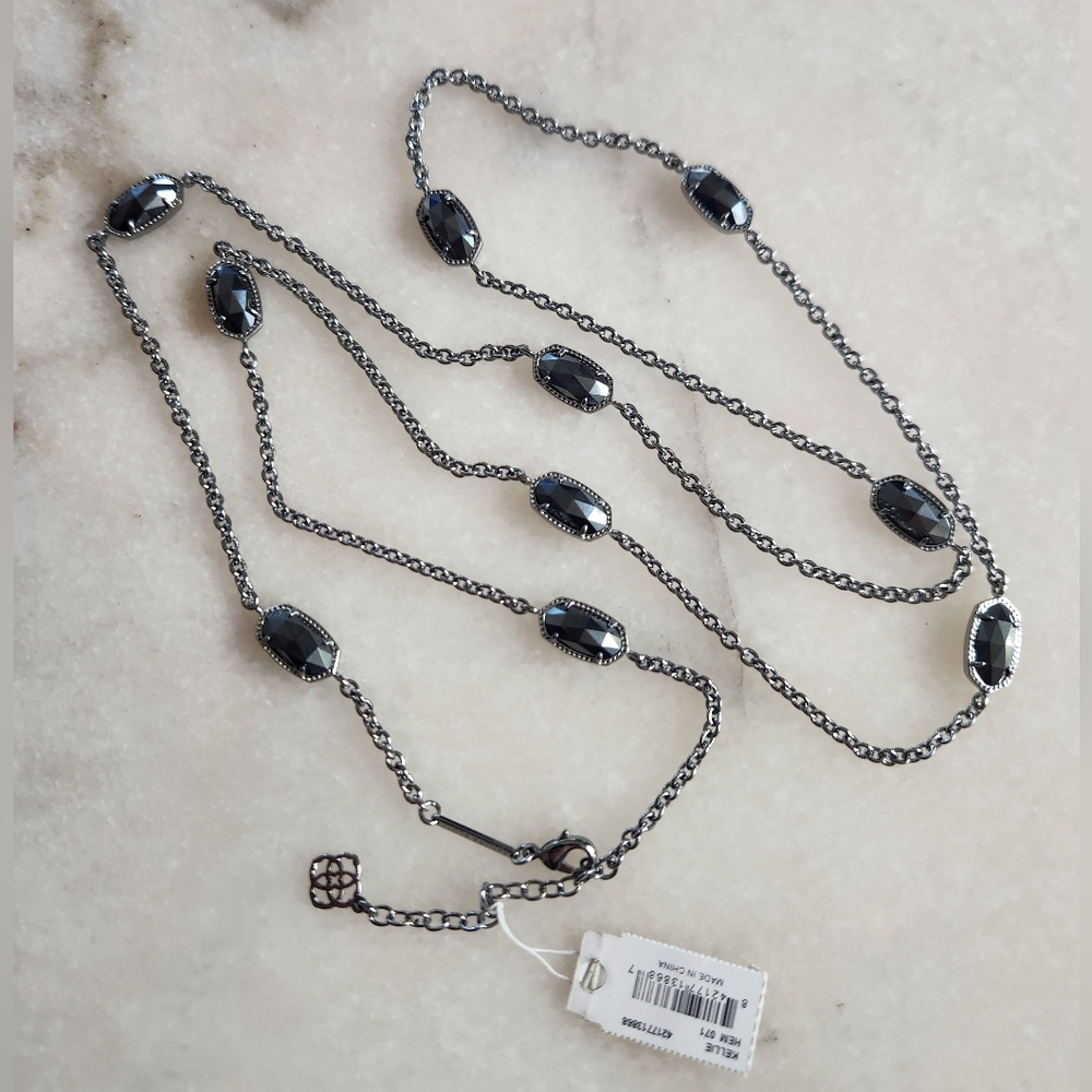 Kendra Scott Hematite Gunmetal Kellie Necklace NWT RARE Authentic